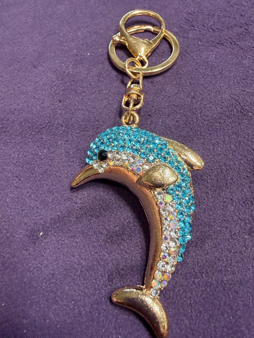 DOLPHIN RHINESTONES BAG CHARM KEYCHAIN